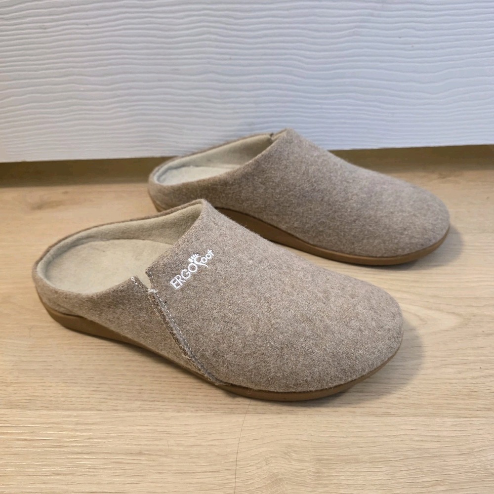 ErgoFoot House Beige Fleece Orthopedic Comfort Arch Support Slippers‎ Size 10.5
